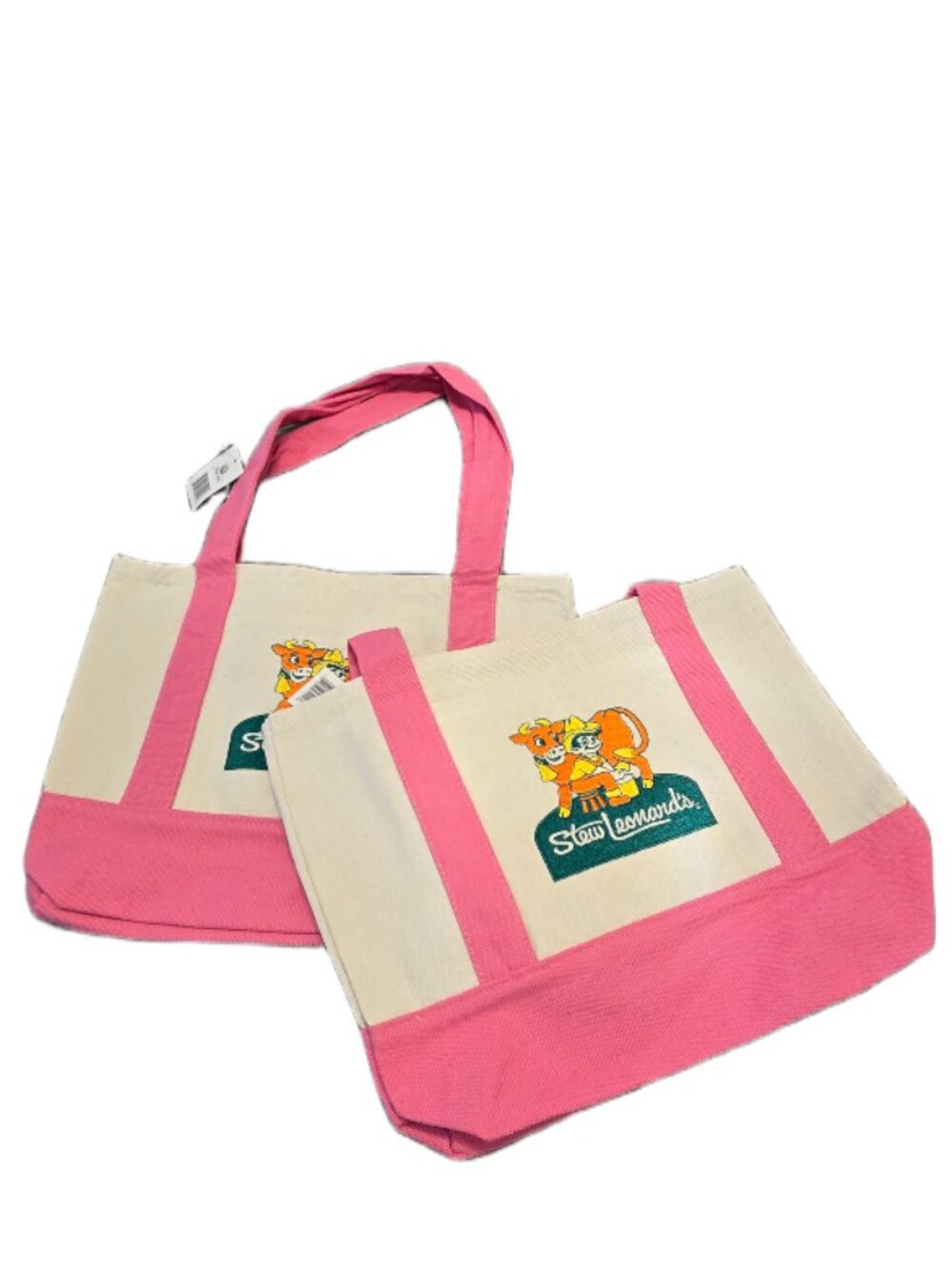 NWT Stew Leonard's Collectible Set of 2 MINI Embroidered Tote Bags Pink
